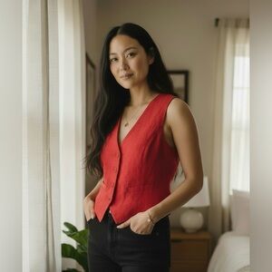 NWT Old Navy Red Button Up Vest